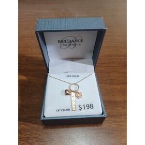 10k Yellow Gold Love,Heart,Flower Pendant W 10k Necklace Brilliance Fine Jewelry